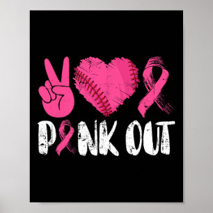 Peace Love Cure Pink Out Breast Cancer Bysebyll By Poster