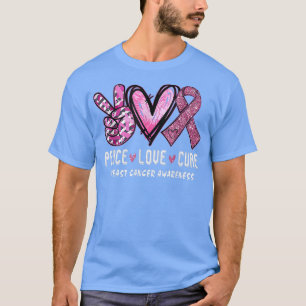 Peace Love Cure Pink Ribbon Breast Cancer Awarenes T-Shirt