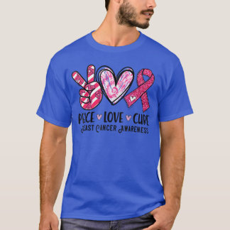 Peace Love Cure Pink Ribbon Breast Cancer Awarenes T-Shirt