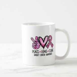 Peace Love Cure Pink Ribbon Cancer Breast Awarenes Coffee Mug