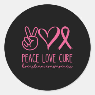 Peace Love Cure Pink Ribbon Warrior Breast Cancer Classic Round Sticker