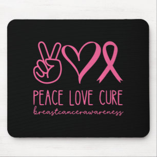 Peace Love Cure Pink Ribbon Warrior Breast Cancer  Mouse Mat
