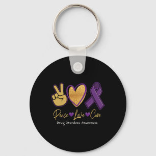 Peace Love Cure Purple Drug Overdose Awareness 1 Key Ring