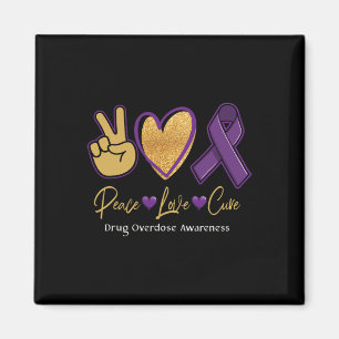 Peace Love Cure Purple Drug Overdose Awareness 1 Magnet