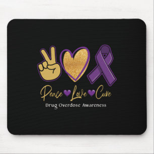 Peace Love Cure Purple Drug Overdose Awareness 1 Mouse Mat