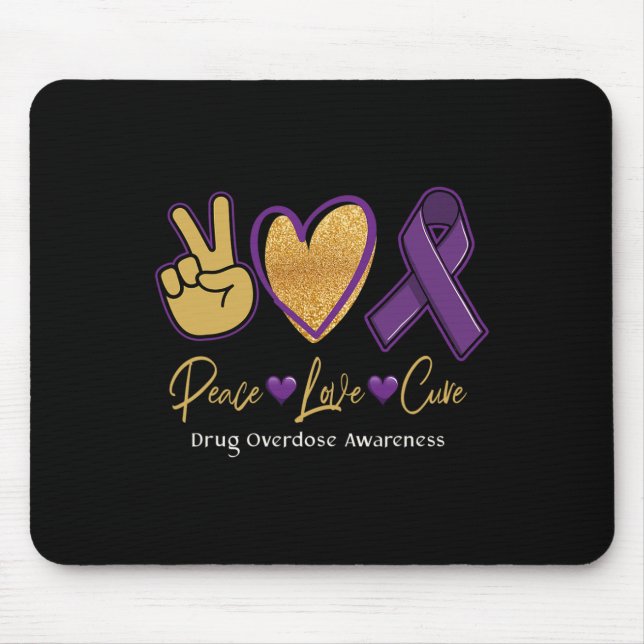 Peace Love Cure Purple Drug Overdose Awareness 1 Mouse Mat (Front)
