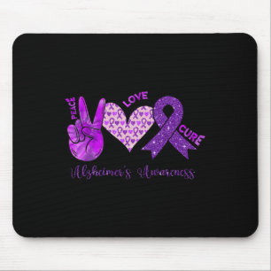 Peace Love Cure Purple Ribbon Alzheimer's Awarenes Mouse Mat