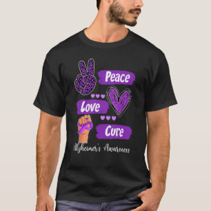 Peace Love Cure Purple Ribbon Alzheimer's Awarenes T-Shirt