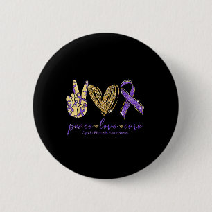 Peace Love Cure Purple Ribbon Cystic Fibrosis 6 Cm Round Badge
