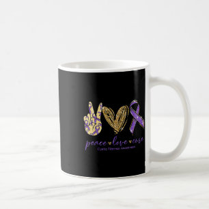 Peace Love Cure Purple Ribbon Cystic Fibrosis Coffee Mug