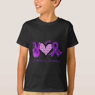 Peace Love Cure Purple Ribbon Heimerheimer's Aware T-Shirt