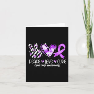 Peace Love Cure Purple Ribbon Overdose Awareness Card