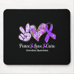 Peace Love Cure Purple Ribbon Overdose Awareness G Mouse Mat