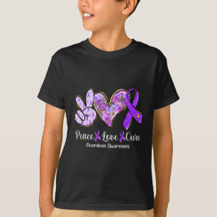 Peace Love Cure Purple Ribbon Overdose Awareness G T-Shirt