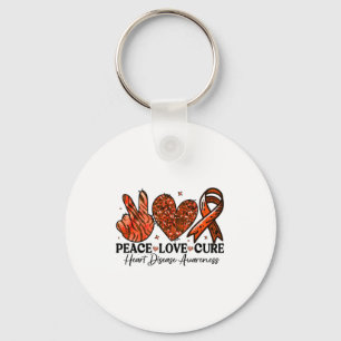 Peace Love Cure Red Ribbons Support Heart Disease Key Ring