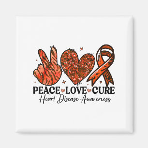 Peace Love Cure Red Ribbons Support Heart Disease  Magnet