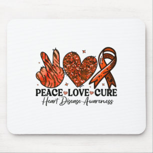 Peace Love Cure Red Ribbons Support Heart Disease  Mouse Mat