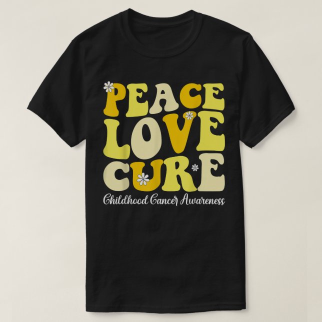 Peace Love Cure Retro Childhood Cancer Awareness G T-Shirt (Design Front)