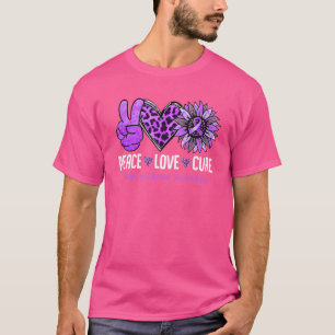Peace Love Cure Rett Syndrome Awareness Purple Sun T-Shirt