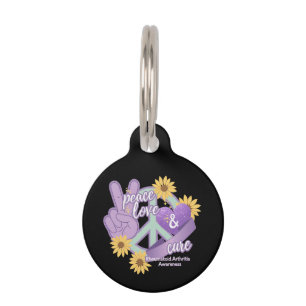 Peace Love Cure Rheumatoid Arthritis Awareness Pet Tag