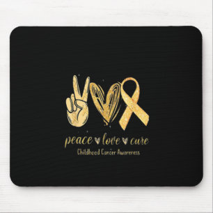 Peace Love Cure Ribbon Childhood Cancer Awareness Mouse Mat