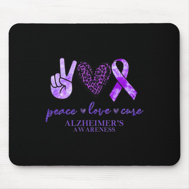 Peace Love Cure Ribbon Leopard Heimerheimer Brain  Mouse Mat (Front)