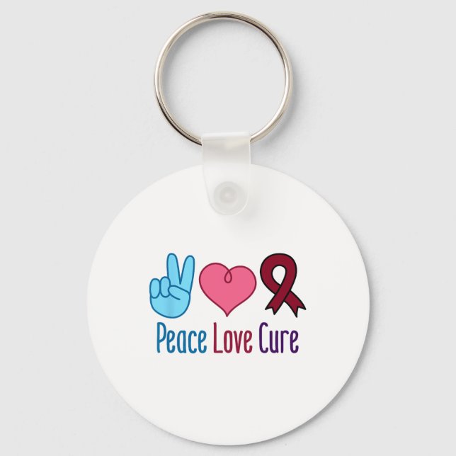 Peace Love Cure Sickle Cell Anaemia Awareness Scd  Key Ring (Front)