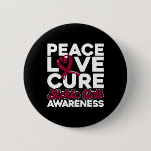 Peace Love Cure Sickle Cell Awareness 1 6 Cm Round Badge