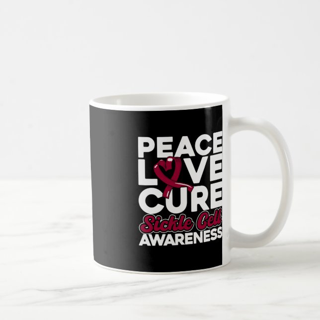 Peace Love Cure Sickle Cell Awareness 1 Coffee Mug (Right)