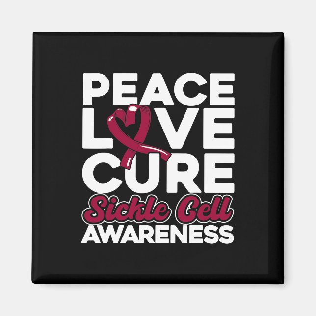 Peace Love Cure Sickle Cell Awareness 1 Magnet (Front)