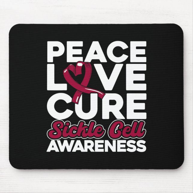 Peace Love Cure Sickle Cell Awareness 1 Mouse Mat (Front)