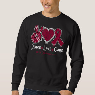 Peace Love Cure Sickle Cell Awareness Burgundy Rib Sweatshirt