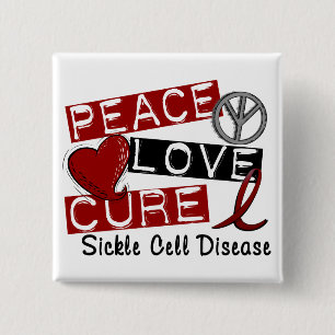 Peace Love Cure Sickle Cell Disease 15 Cm Square Badge