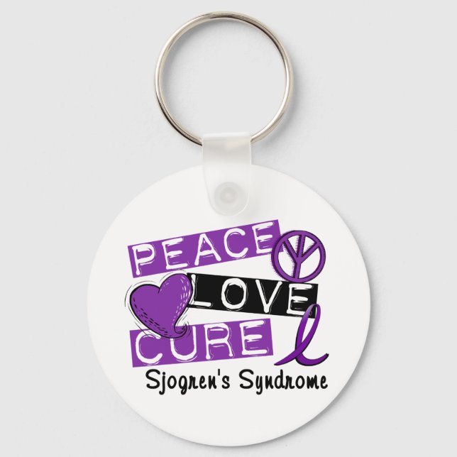 Peace Love Cure Sjogren's Syndrome Key Ring (Front)