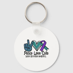 Peace Love Cure Suicide Prevention Awareness 3 Key Ring