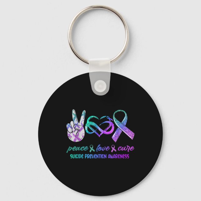 Peace Love Cure Suicide Prevention Awareness  Key Ring (Front)