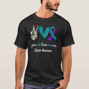 Peace Love Cure  Suicide Prevention Awareness Ribb T-Shirt