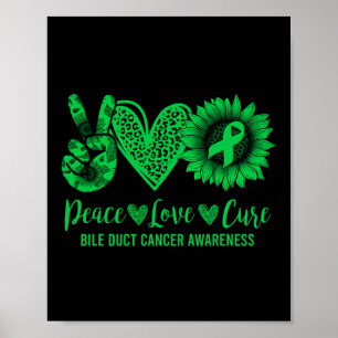Peace Love Cure Sunflower Bile Duct Cancer Awarene Poster