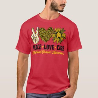 Peace Love Cure Sunflower Childhood Cancer Awarene T-Shirt