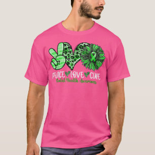 Peace Love Cure Sunflower Leopard Mental Health Aw T-Shirt