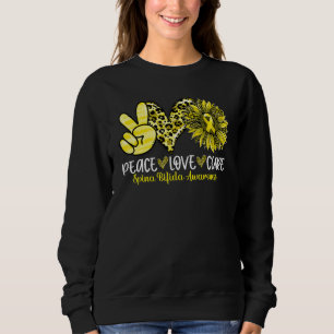 Peace Love Cure Sunflower Leopard Spina Bifida Awa Sweatshirt