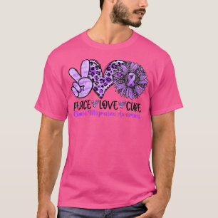 Peace Love Cure Sunflower Purple Ribbon Chronic Mi T-Shirt