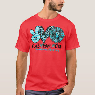 Peace Love Cure Sunflower Teal Ribbon Scleroderma T-Shirt