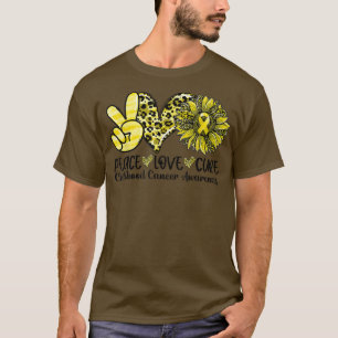 Peace Love Cure Sunflower Yellow Ribbon Childhood T-Shirt