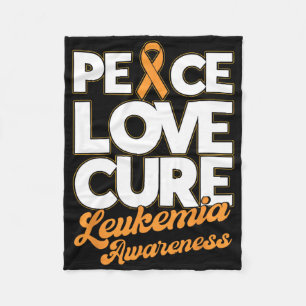 Peace Love Cure Support Leukaemia Awareness Ribbon Fleece Blanket