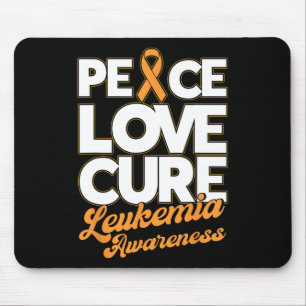 Peace Love Cure Support Leukaemia Awareness Ribbon Mouse Mat