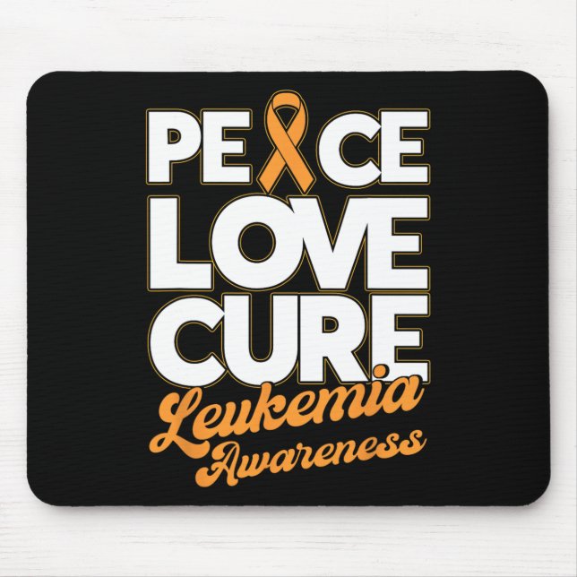 Peace Love Cure Support Leukaemia Awareness Ribbon Mouse Mat (Front)