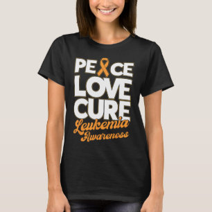 Peace Love Cure Support Leukaemia Awareness Ribbon T-Shirt