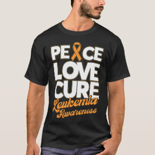 Peace Love Cure Support Leukaemia Awareness Ribbon T-Shirt