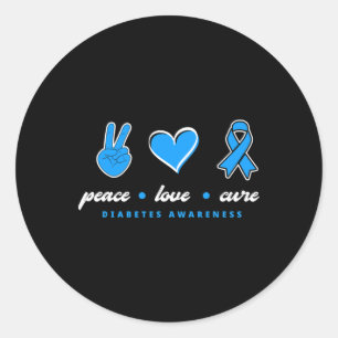 Peace Love Cure T1d Warrior Type One Diabetes Awar Classic Round Sticker